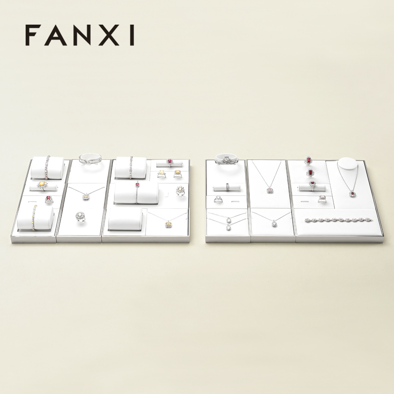 FANXI White Leather metal luxury jewelry display set