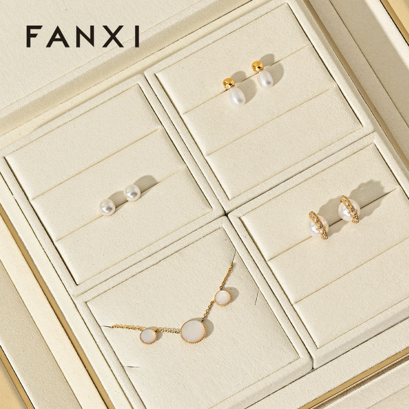 FANXI fashion Beige Metal jewelry display tray stackable