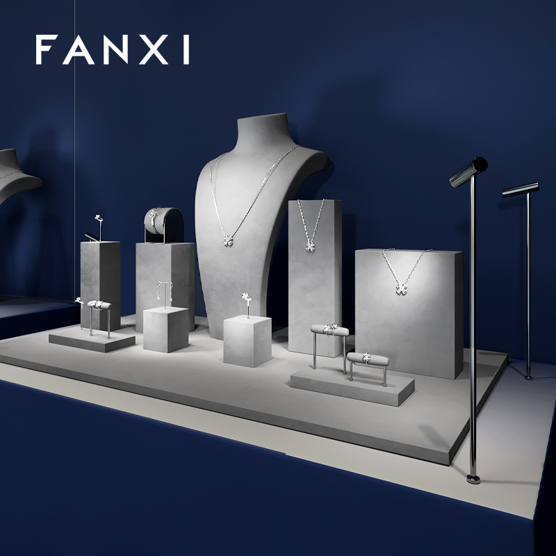 FANXI new arrival Gray Microfiber luxury jewellery display