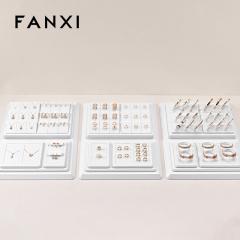 FANXI high quality White PU leather Jewelry ring display