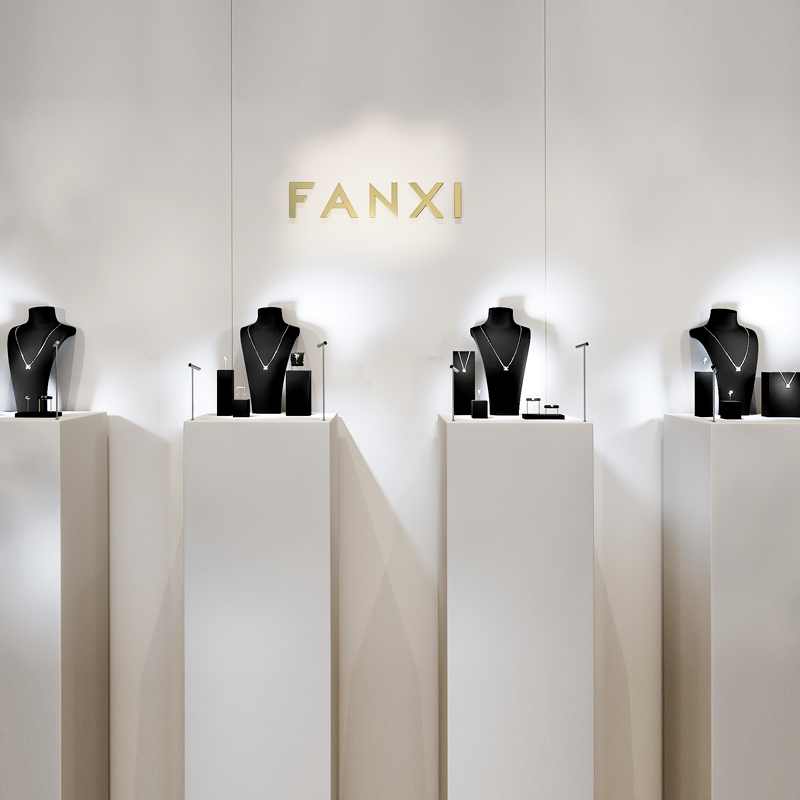 FANXI new arrival Black Microfiber luxury jewellery display