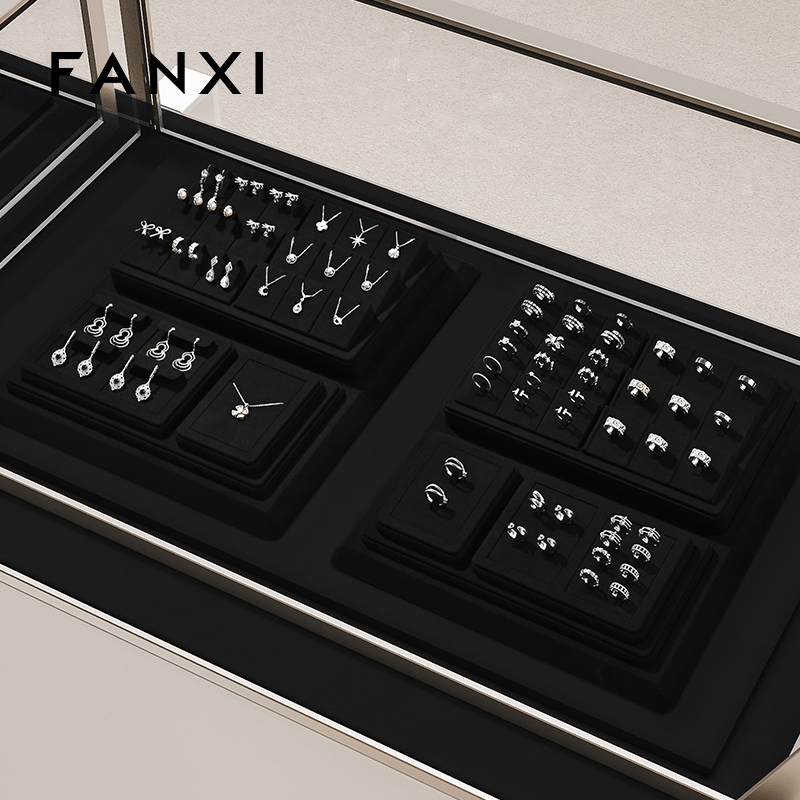 FANXI luxury Black Microfiber Jewelry display set series