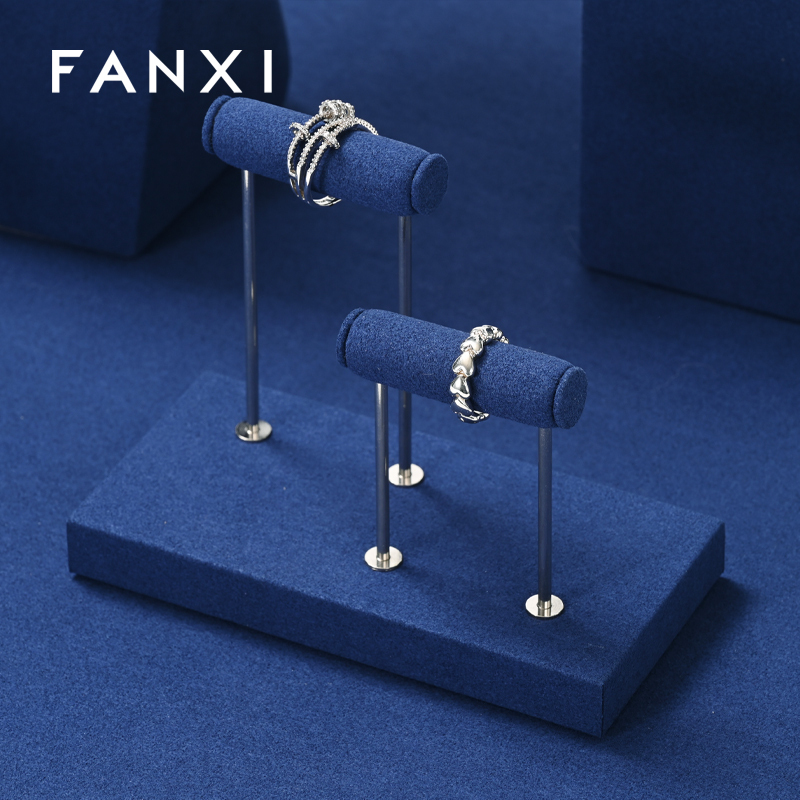 FANXI new arrival Blue Microfiber luxury jewellery display