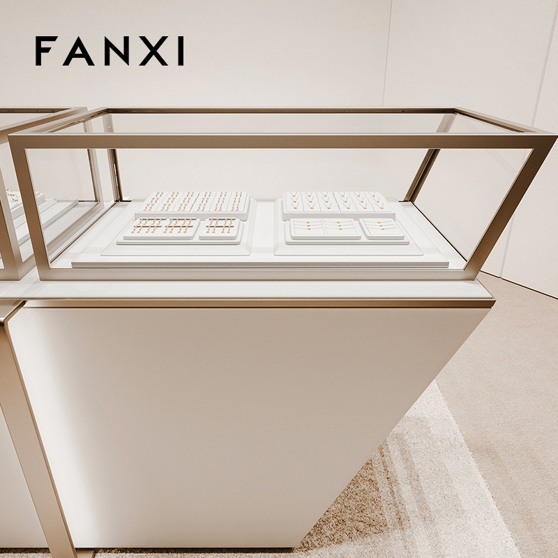 FANXI high quality White PU leather Jewelry ring display