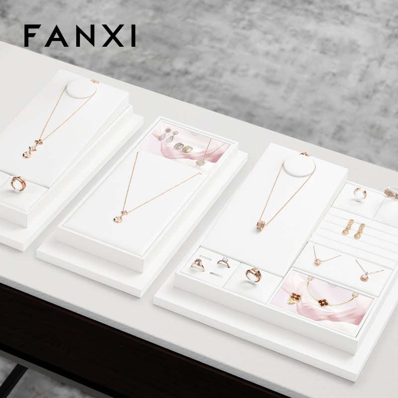 FANXI high end White PU leather display for jewelry