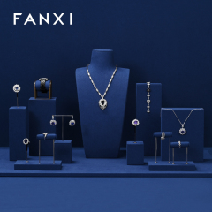 FANXI new arrival Blue Microfiber luxury jewellery display