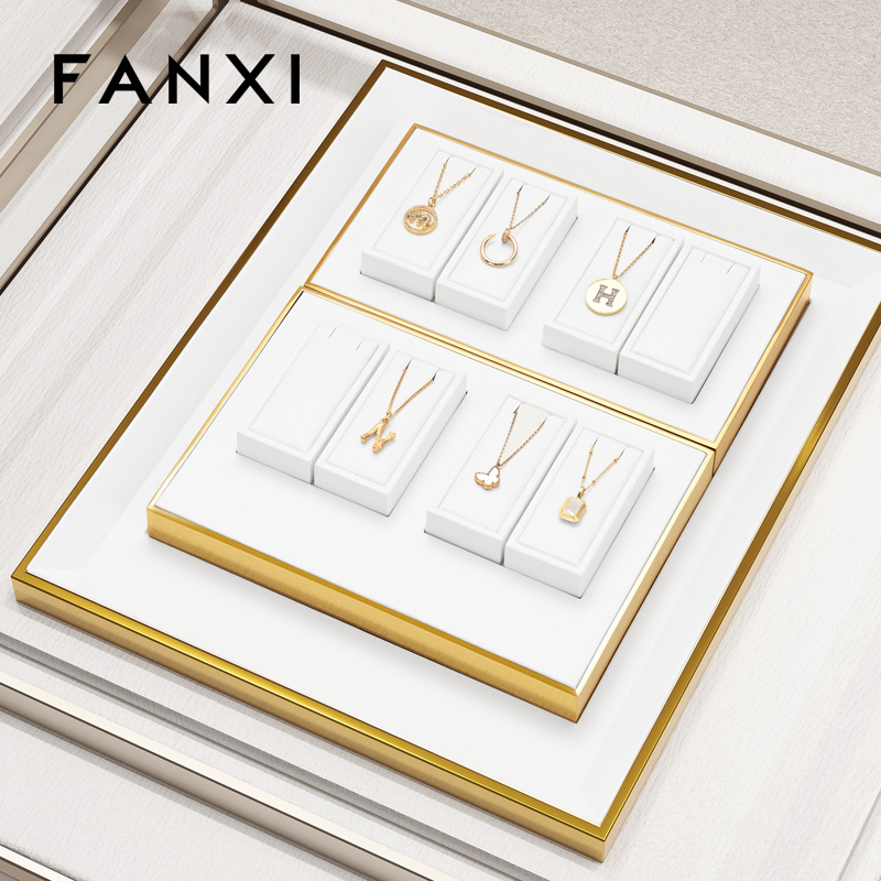 FANXI high end White PU leather jewellery necklace display