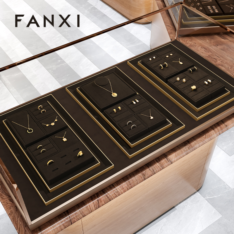 FANXI custom Brown Metal Microfiber luxury jewellery display