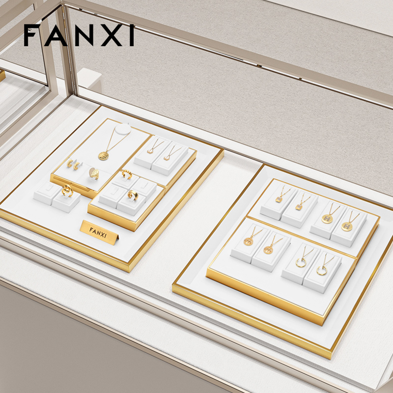 FANXI high end White PU leather jewellery necklace display