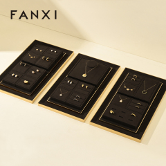 FANXI custom Brown Metal Microfiber luxury jewellery display