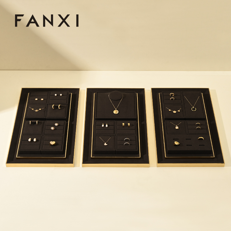 FANXI custom Brown Metal Microfiber luxury jewellery display