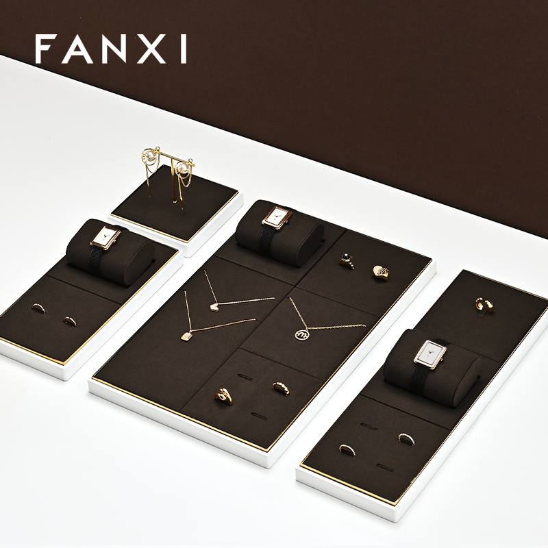 FANXI wholesale Coffee color Metal Jewelry display tray