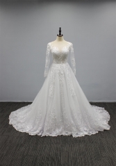 WT4293 2023 New Long Sleeves Lace Applique Wedding Gown