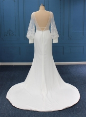WT4373A Elegant fit & flare Crepe dress, Long sleeves