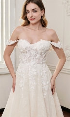 WT4861 Charming illusion off-shoulder sweetheart Aline gown