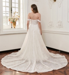 WT4861 Charming illusion off-shoulder sweetheart Aline gown