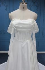 WT4675A Satin Aline with two sets detachable sleeves