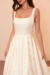 WT2358 Straps Satin Aline,Back with bow and buttons