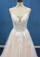 WT4688 Slim traps light Tulle Aline, V-neck, special lace applique