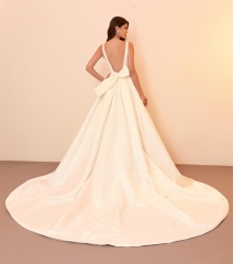 WT2358 Straps Satin Aline,Back with bow and buttons