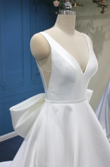 WT4826 New stunning Design Mikado Ball Gown, straps Vneck, detachable bow