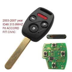 CN003013 2003-2007 Honda Remote Key 3+1 Button and Chip Separate ID48 313.8MHZ F...