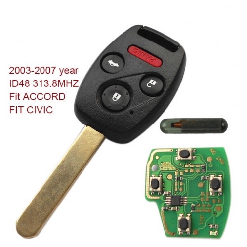 CN003013 2003-2007 Honda Remote Key 3+1 Button and Chip Separate ID48 313.8MHZ Fit ACCORD FIT CIVIC ODYSSEY