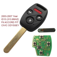 CN003017 2003-2007 Honda Remote Key 3+1 Button and Chip Separate ID13 (313.8MHZ) Fit ACCORD FIT CIVIC ODYSSEY