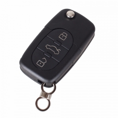 CS008007 3 Buttons Folding Flip Remote Key Shell & Blade HAA With Logo For Audi A2 A3 A4 A6 A8 TT CR2032 Fob Blank Case With Logo