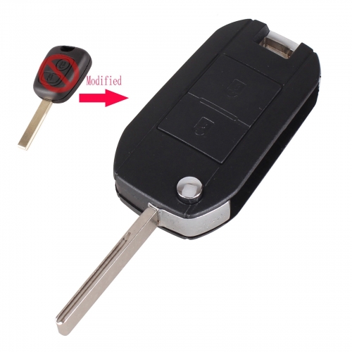 CS009005 For Peugeot 307 107 207 407 Modified Remote Entry Key Fob Shell Case 2 Buttons Flip Folding
