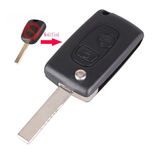 CS009004 Modified Remote Entry Key Fob Shell Case 2 Buttons For Peugeot 307 107 207 407