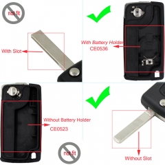 CS009028 3 Buttons Flip Folding Remote Key Shell Case VA2 Blade Fob For Peugeot CE0536 Refit Car Key