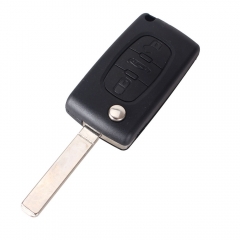 CS009027 3 Button Remote Flip Folding Key Shell Case Fob For Peugeot 407 307 607...