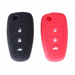 CS018002 Silicone Cover Fit For FORD Focus Mondeo Fiesta Flip Remote Key Case 3 Button Hollowed