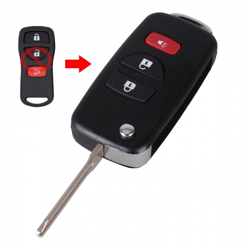 CS027019 Modified 3 Buttons Remote Flip Folding Key Shell for Nissan Infiniti Xterra Frontier Muranon PATHFINDER TITAN