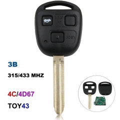 CN007106 3 Buttons Keyless Entry Fob Remote Key for Toyota 315 433MHZ With 4C 4D...