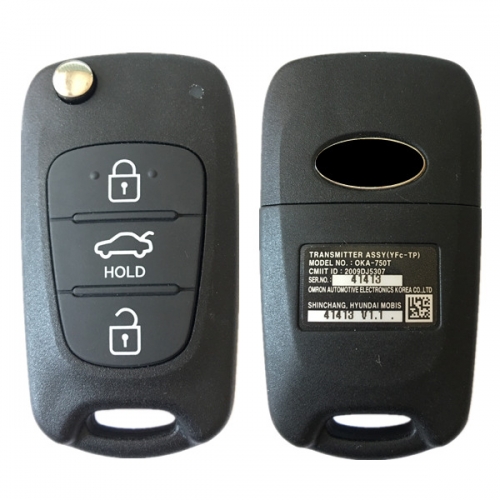 CN020102 Genuine Hyundai 3 Buttons Flip Remote Key 433mhz PCF7936 OKA-750T