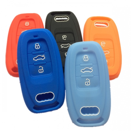 SCC008005 3 Buttons Silica Gel silicone Car Key Cover Case For Audi A4 A5 A6 A7 A8 Q5 ect. Smart Remote Car Key Case