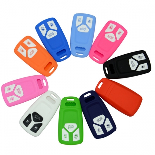 SCC008002 Car Accessaries Soft Silicone Key Cover FOB For Audi Q7 A4L Keless Remote 3 Buttons High Quality Silica Gel Skin Shell