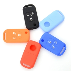 SCC002002 Silicone car key fob case cover Shell For Mercedes Benz ML C CL S SL SEL Flip Folding 3 buttons Remote protector