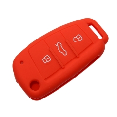 SCC008001 Silicone Car Key Fob Cover Case Skin 3 Buttons For Audi A1 A2 A3 A4 A5 A6 A7 TT Q3 Q5 Flip Folding Remote Protected