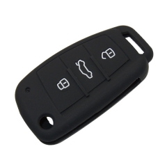 SCC008001 Silicone Car Key Fob Cover Case Skin 3 Buttons For Audi A1 A2 A3 A4 A5 A6 A7 TT Q3 Q5 Flip Folding Remote Protected