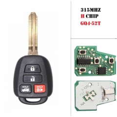 CN007068 4 button for Toyota Sequoia RAV4 Tacoma Highlander 2014 2015 2016 2017 2018 Remote Car Key Fob 315MHz H Chip FCC ID GQ4-52T