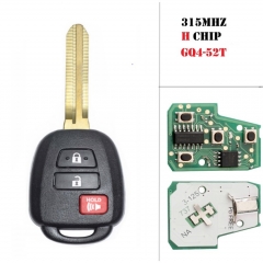 CN007067 3 button for Toyota Sequoia RAV4 Tacoma Highlander 2014 2015 2016 2017 2018 Remote Car Key Fob 315MHz H Chip FCC ID GQ4-52T