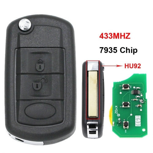 CN004005 3 Button Folding Flip Remote Key Smart Car Key 433Mhz + 7935 Chip Uncut Blade for Land Rover Range Rover Vogue