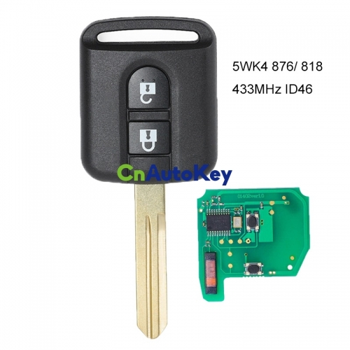 CN027017 Remote Key Fob 433MHz PCF7946 for Nissan Note NV200 Elgrand X-TRAIL Qashqai Navara Micra 2002-2015 FCC ID 5WK4-876 818