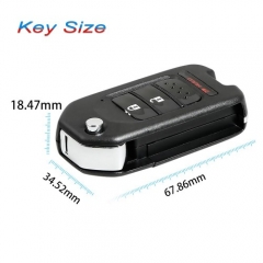 XKHO02EN Wire Remote Key Honda Flip 2+1 Buttons English 5pcs/lot