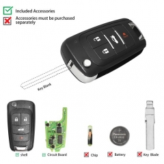 XNBU01EN Wireless Remote Key Buick Flip 4 Buttons English 5pcs/lot