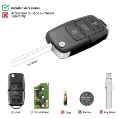 XKB501EN Wire Remote Key VW B5 Flip 3 Buttons English 5pcs/lot
