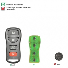 XKNI00EN Wire Remote Key Nissan Separate 4 Buttons English 5pcs/lot